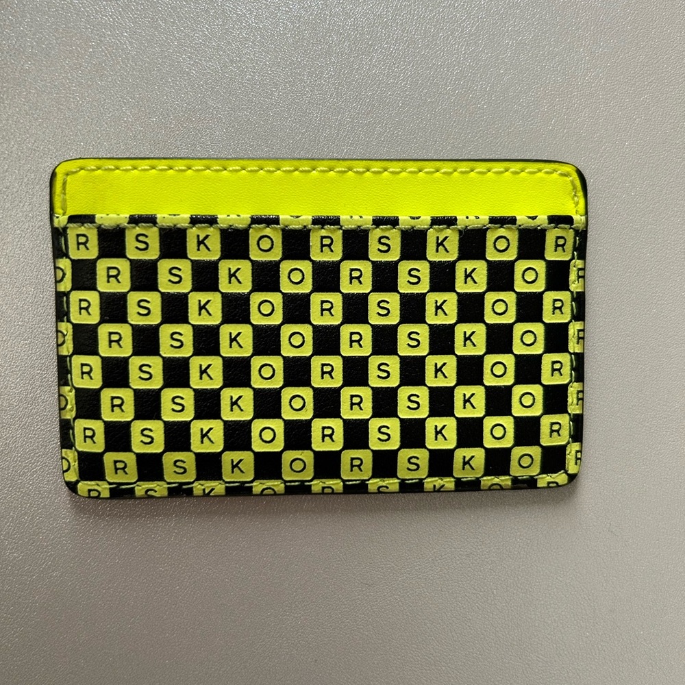 Michael Kors Neon Yellow and Black Card Holder - Picture 2 of 2